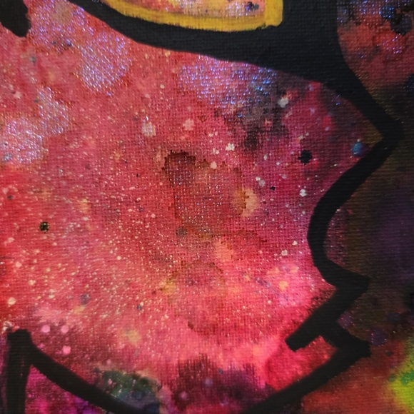 HANDCRAFTED Abstract Alien Painting HANDMADE & HANDPAINTED Wall Art Decor 15x30 - Picture 7 of 17